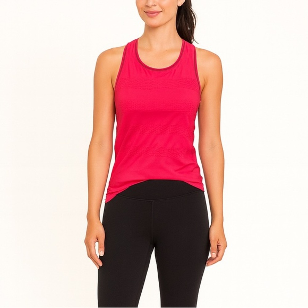 Athleta Pebble Stripe Tank Top Women’s‎ Size Small Coral Sleeveless Stretch